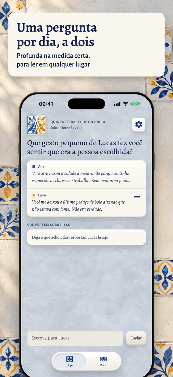 A tela Hoje do Duamo: a pergunta do dia, as duas respostas e o espaço para conversar