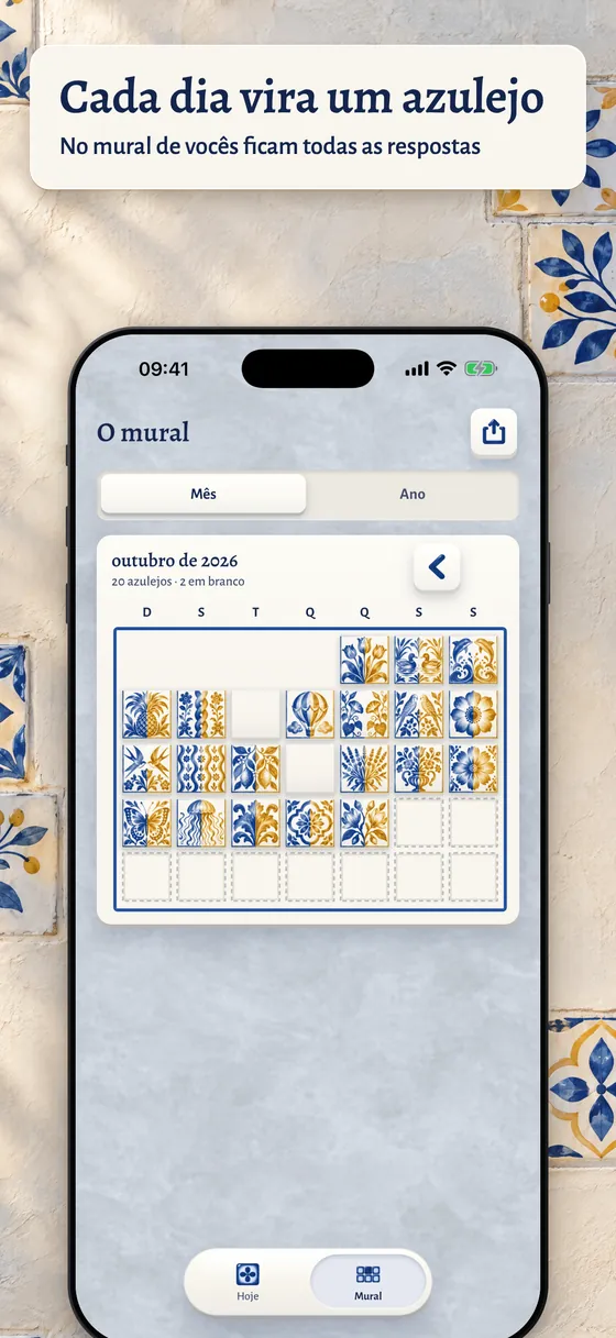 O mural: um mês de azulejos pintados, um para cada dia respondido