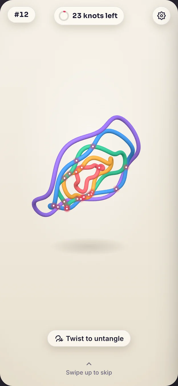 Studio: a floating knot with red crossing markers and a counter.